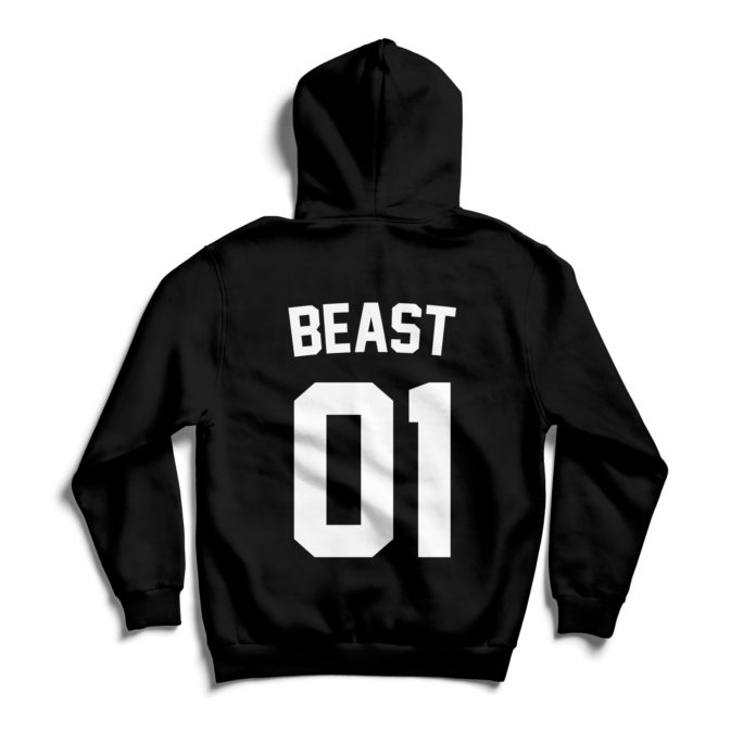 Beast Pullover schwarz / weiss mit Wunschnummer
