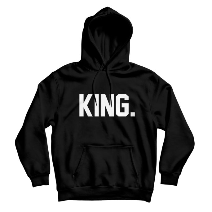 King Pullover schwarz / weiss Text Large