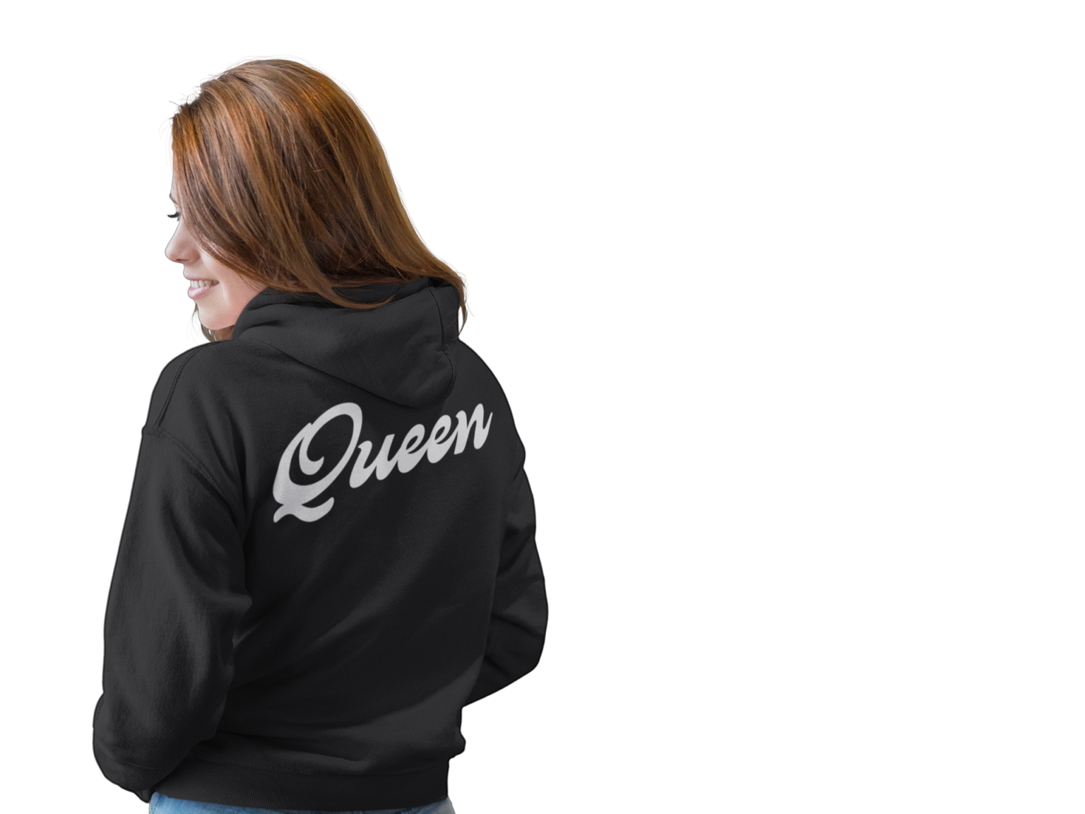 King & Queen Pullover Pärchen Set schwarz / weiss Handschrift Front
