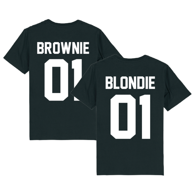 Partnerlook - T-Shirt für Paare - Blondie Brownie 01 Back Partner Unisex Shirt schwarz