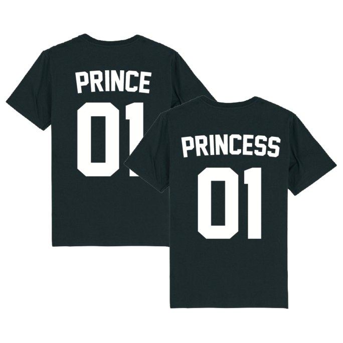 Partnerlook - T-Shirt für Paare - Prince Princess 01 Back Partner Unisex Shirt schwarz