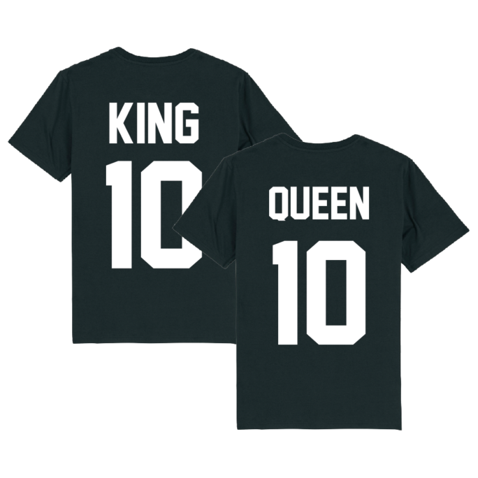 Partnerlook - T-Shirt für Paare - King Queen Wunsch Nummer Couple Unisex Shirt schwarz